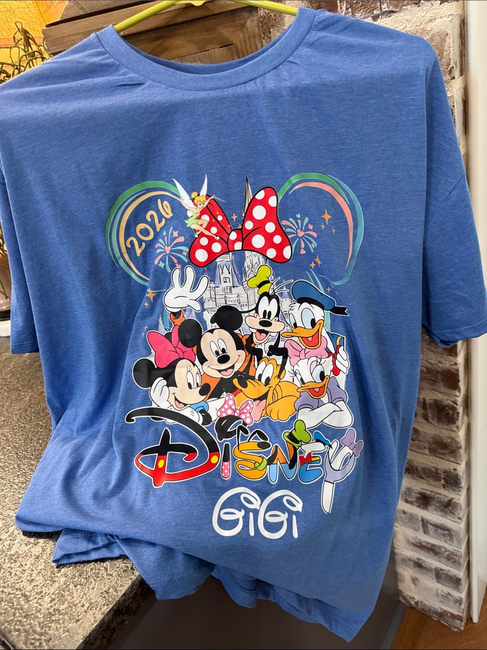 NWOT 2026 Disney “GIGI”  blue cotton T- Shirt SZ 2XL